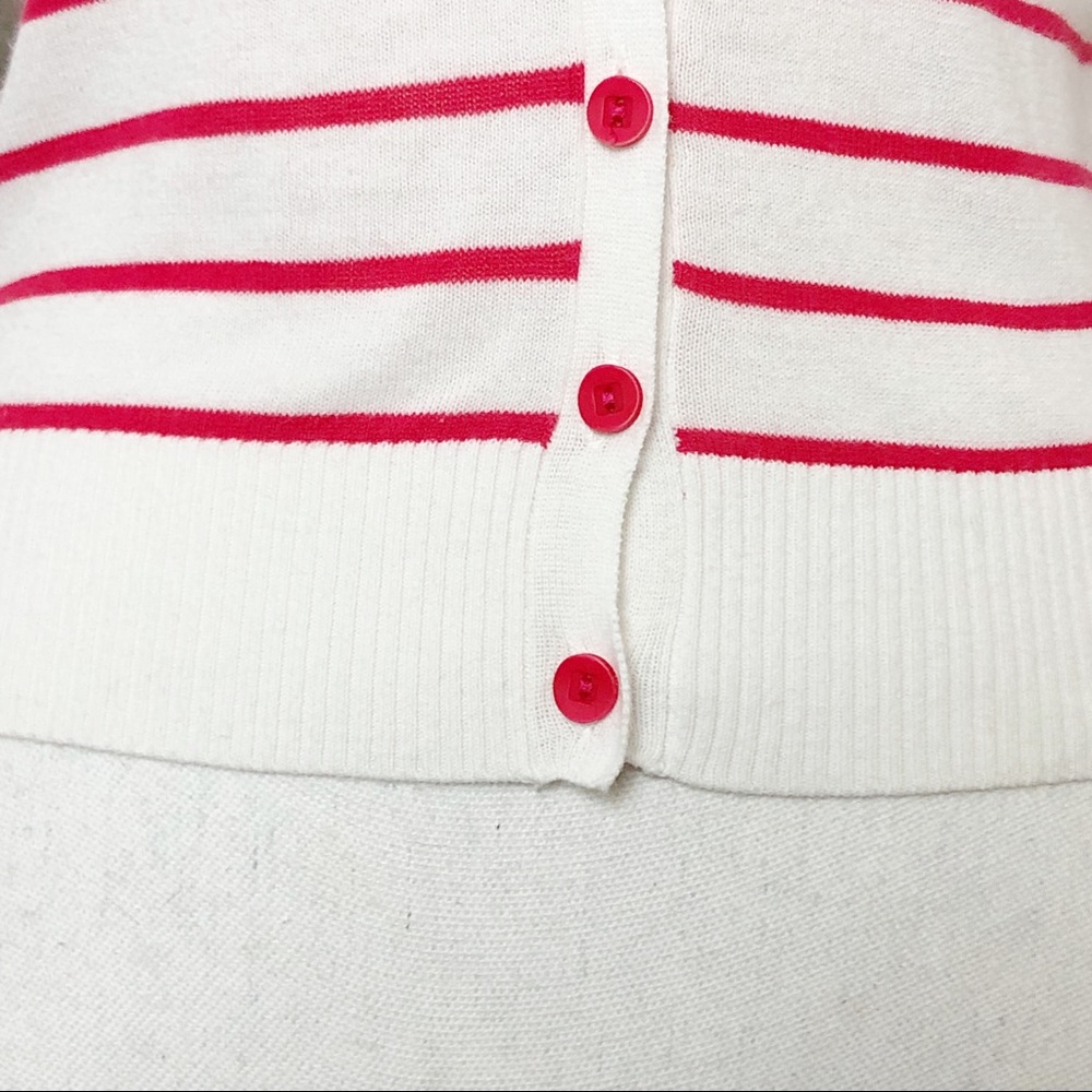 Cache Cache White & Red Striped Button Down Quart… - image 6